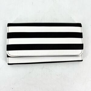 KUT FROM THE KLOTH Tri Fold Vegan Leather Black and White Striped Wallet